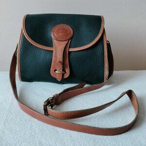 Dooney and Bourke Black/Brown Pebbled Leather Crossbody Shoulder Bag Purse